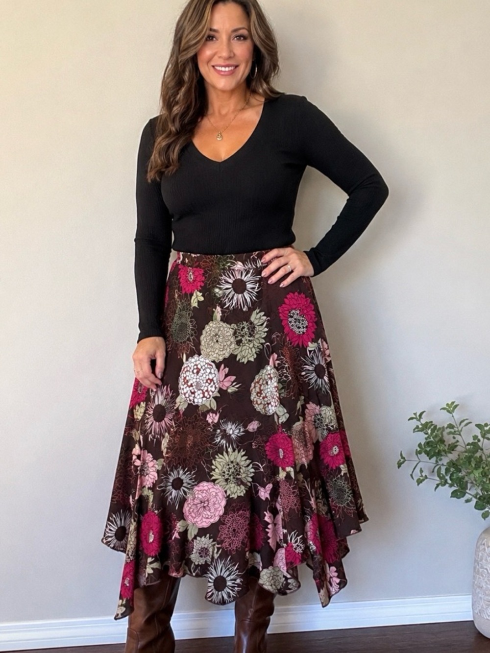 a.n.a. A New Approach Floral Handkerchief Hem Skirt | Size 14